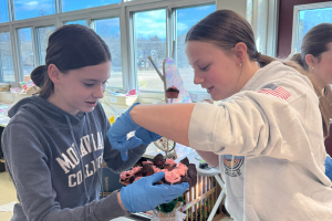  Two students cooking together